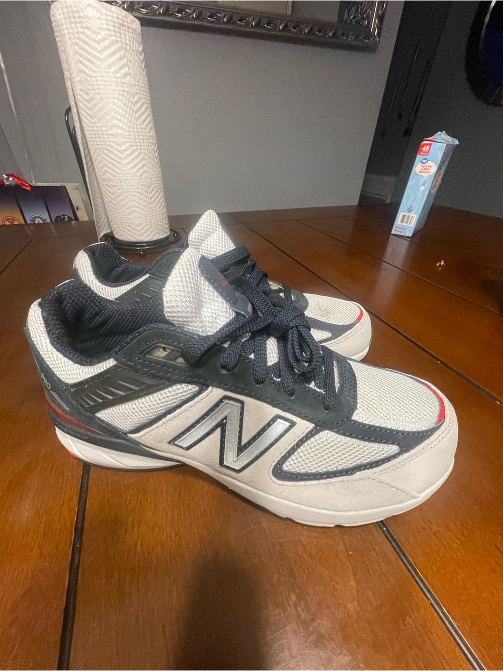 New Balance Men’s White, Navy and Red Athletic Running Shoes